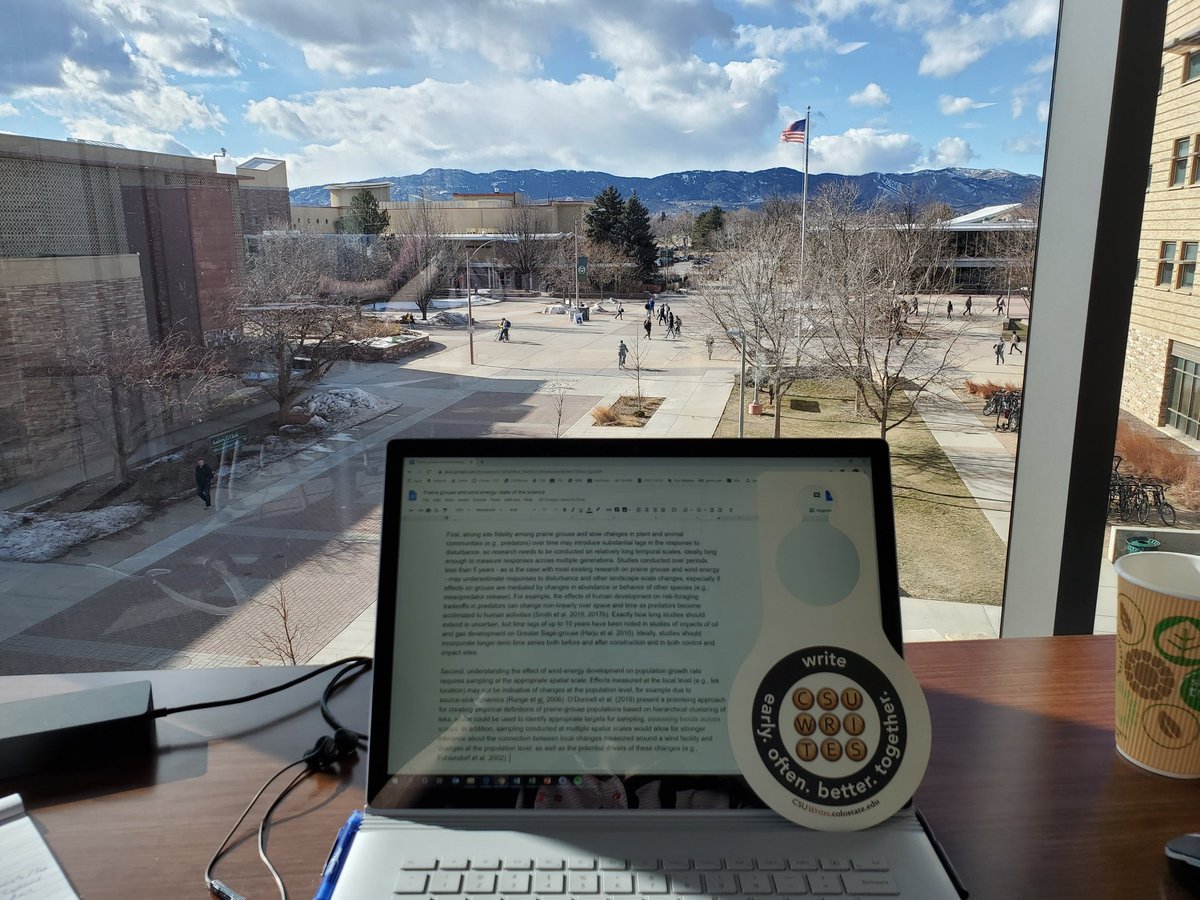 My lab is having a 2-Day writing retreat on Campus today at CSU.  Trying to increase our individual and Lab Productivity.  Not a bad view for 2 days.  Thanks CSU Writes.