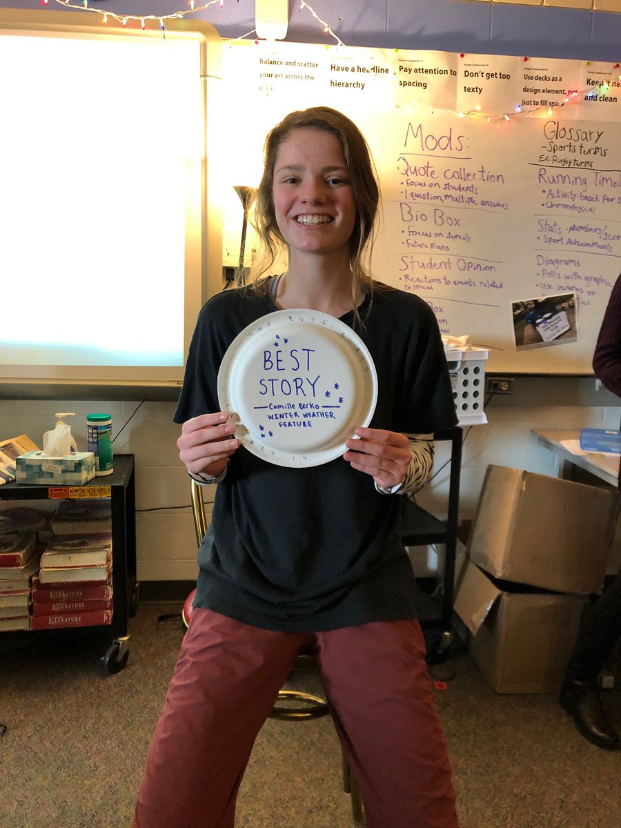 TheBucsBlade's tweet photo. The Bucs’ Blade staff members celebrated their last production with “paper plate awards” today. https://t.co/hmPju1Vp1r