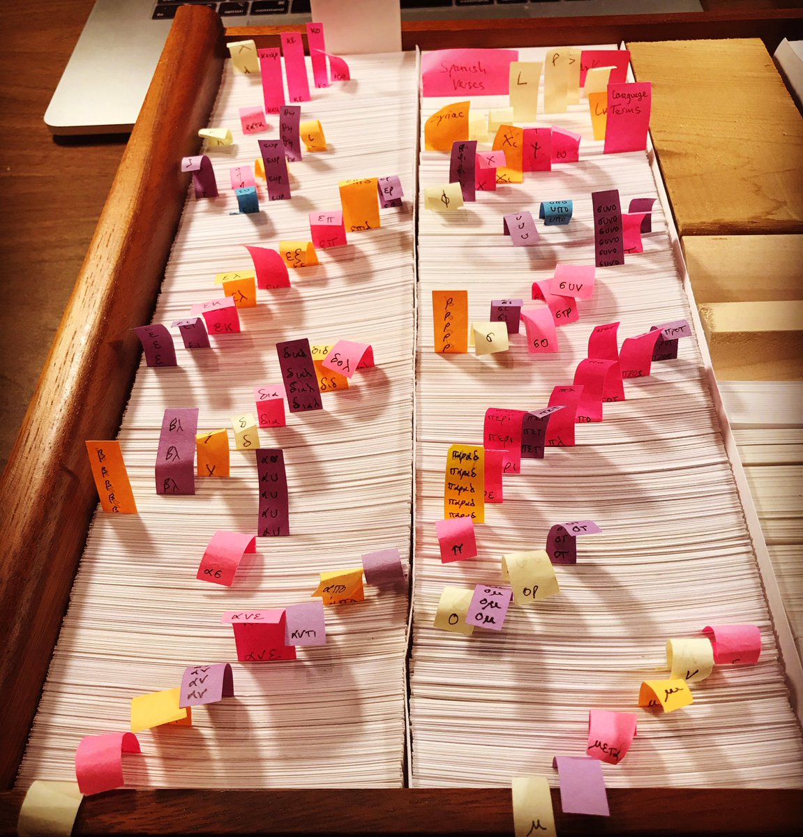 DrTPJohnston's tweet photo. “Teach me, O Lord, the way of Thy statutes, and I shall observe it to the end.” Psalm 119:33
An #EverExpanding tray of Greek vocabulary cards!
#FallingInLove with God’s Word one word at a time! https://t.co/PW9FIzjLgG