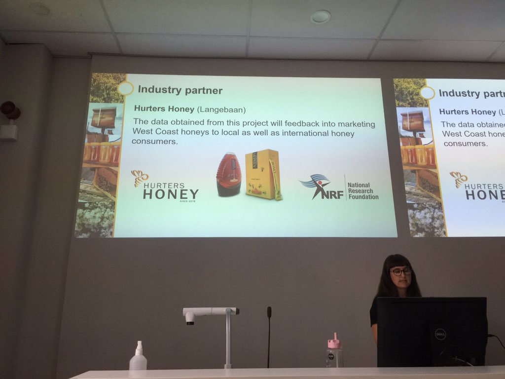 zoologymolly's tweet photo. In today's seminar we could take the study samples home!!! Free #honey from the #fynbos of #SouthAfrica (by Hurters Honey). PhD defence by Nanike Esterhuizen on the botanical origin, physicochemical properties and antibacterial activity of selected West Coast honeys. #phdlife https://t.co/hWCGwXPIHb