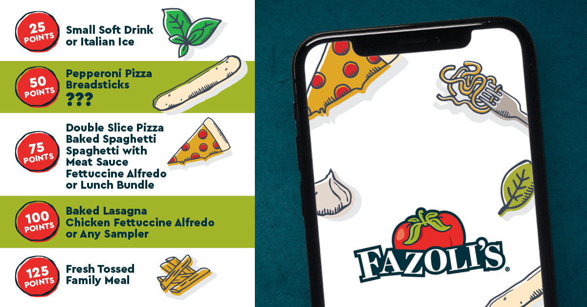 Earn 1 point for every dollar spent at Fazoli's and redeem them for your favorites! What do you think we should add to our rewards chart? Give us your #WednesdayWisdom and comment with your suggestions 👇👇👇