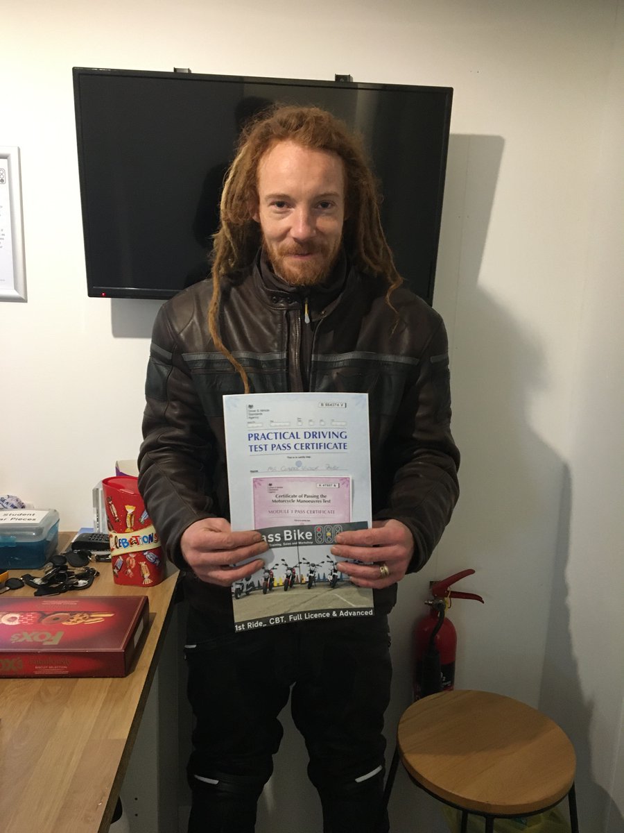 PassBike's tweet photo. Congratulations to Clarke on doing the double and passing Module 1 & 2 today! Enjoy bike shopping #passedwithpassbike #basildondtc #southessexmotorcycletrainingcentre https://t.co/wNoMePviKb