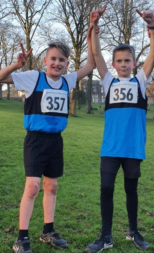 Wow! These 2 stars finished 1st and 2nd in the Bradford Schools Cross Country Finals today. Our Year 4 Boys team finished 1st overall. We had another 1st place in the Year 3 Girls race. Congrats to all our runners! <a href="/CrossflattsPri/">Crossflatts Primary</a> #crosscountryrunning