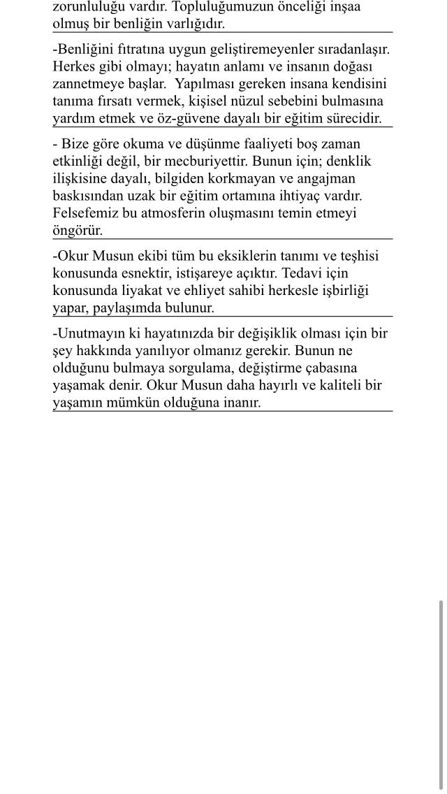 Okur Musun Derneği'nin Manifestosudur: