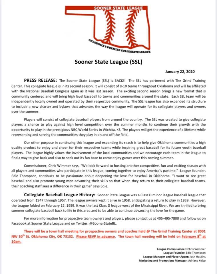 Sooner State League tweet media