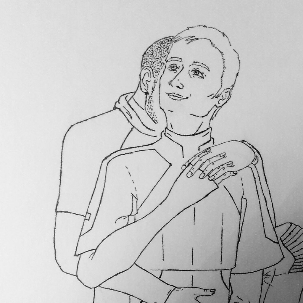 Dark_and_Scary's tweet photo. So yeah, I'll rather post just the lineart before I mess it up with colours.
Post-Freedom March "we are alive, we are ok, I was so afraid!" happy moment, I guess.
#simarkus #DetroitBecomeHuman #simkus #dbh #MarkusSimon #SimonMarkus #SimonxMarkus #MarkusxSimon (how do I tag?) https://t.co/oik2GJ8shU