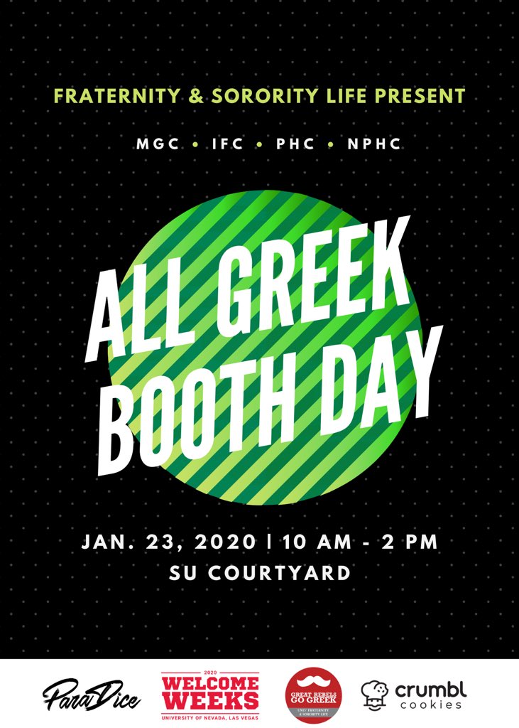 Great Rebels Go Greek! 

Come see what Greek Life is about at All Greek Booth Day on campus!