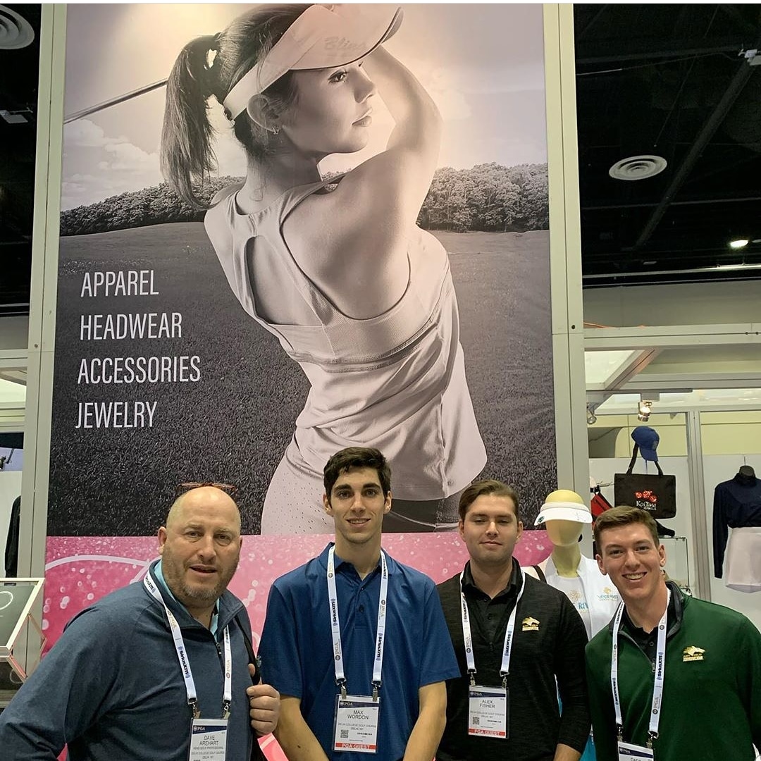 SUNYDelhi's tweet photo. Our @sunydelhipgm students and coach Dave Arehart are having a great time down in #OrlandoFL at the #PGAShow2020. They are meeting us with Alumni, checking out new golf gear and equipment and having some fun! #SUNYDelhi #ProfessionalGolfManagement https://t.co/iLWSjahEqK