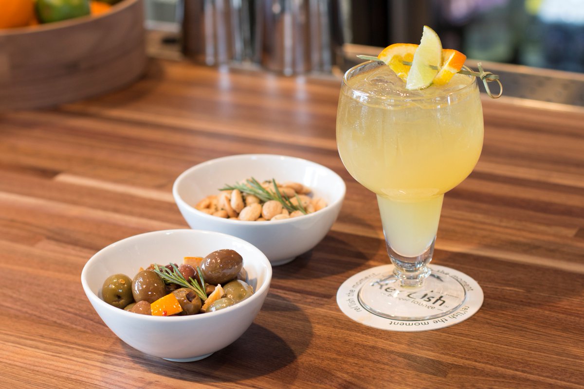 RelLishBurger's tweet photo. Snack ideas? Try the Citrus Herb Marinated Olives and Rosemary #MarconaAlmonds... goes great with a #FirstClass #Margarita #CocktailsOnTap! #RellishTheMoment on #ConcourseB @SeaTacAirport https://t.co/iQqx7SmGNU