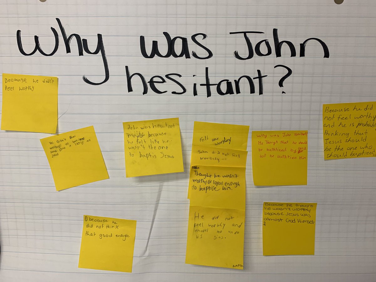GrACE_CTR's tweet photo. Students at Holy Spirit Academy spent some time answering the question - why did Jesus, who was without sin, ask John to baptize Him? Blessed for the new Growing in Faith, Growing in Christ curriculum given its richness! 
#IBelieveInCatholicEd https://t.co/sUNPmM90dL