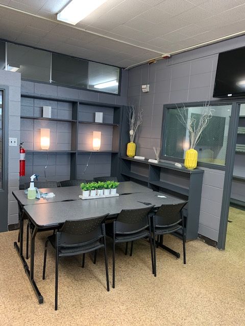 The teacher's lounge at Dulles School of Excellence after renovation.