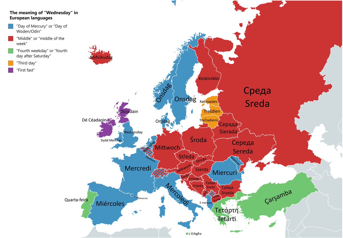 Spica 欧州各国語での 水曜日 とその意味
