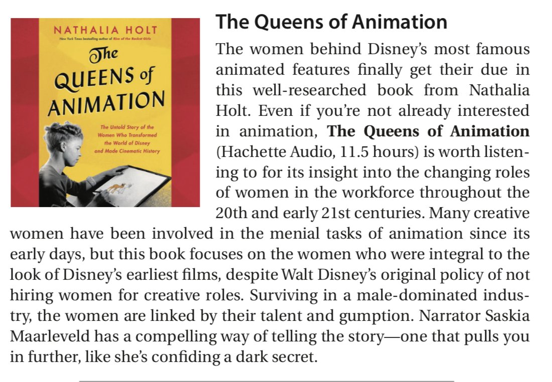 We're <3-ing this review of THE QUEENS OF ANIMATION in @bookpage by @NathaliaHolt, especially with all the praise for @SaskiaAudio!