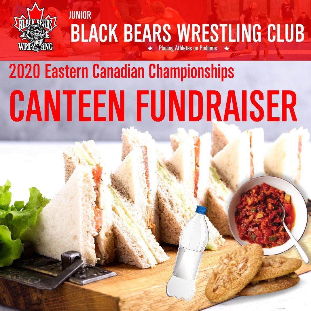 BlackBearsWRES's tweet photo. SUPPORT THE JUNIOR BLACK BEARS! 💪🐻🍁

Join us on January 25 at the 2020 Eastern Canadian Championships as we hold our annual canteen fundraiser for our upcoming trip to the 2020 U17/U19 Canadian Championships in Edmonton, Alberta!

#BlackBearsWrestling #PlacingAthletesonPodiums https://t.co/TT4igsZQ8S