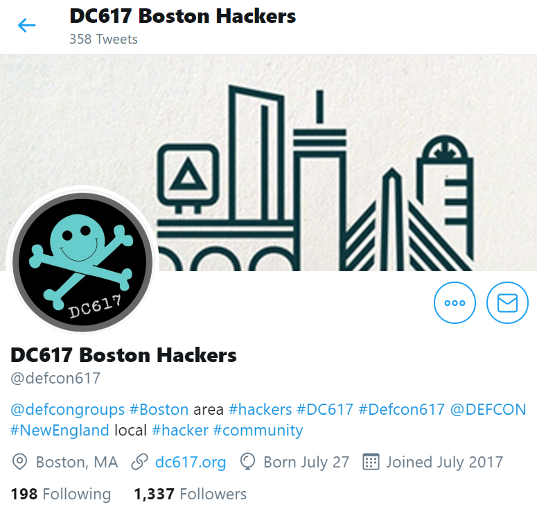 DC617 profile page showing 1,337 followers