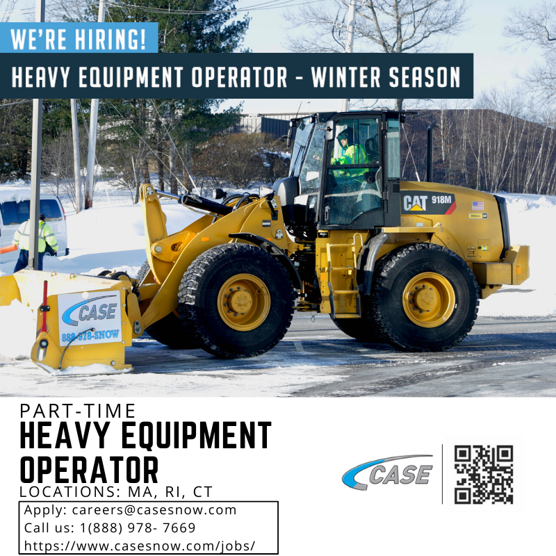 CaseFMS's tweet photo. We’re always looking for skilled operators to join our team of snow fighters! Apply for open positions as a part-time heavy equipment operator in #Massachusetts, #RhodeIsland, or #Connecticut. Contact us: careers@casesnow.com / (888) 978-7669
#hiring #jobs #Careers #casesnow https://t.co/KdwXeGGfzf