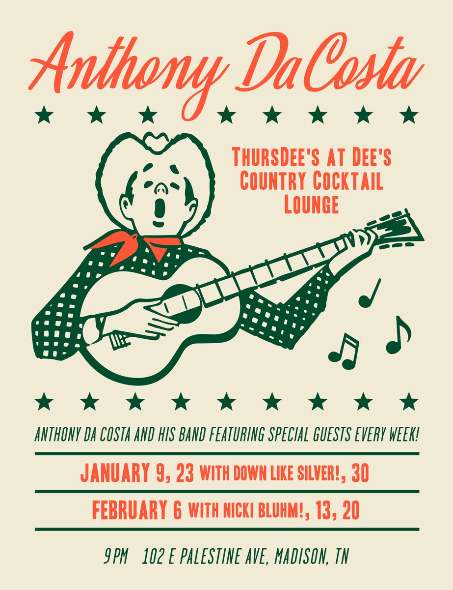 DownLikeSilver's tweet photo. Down Like Silver will be the special guest this Thursday (Jan 23) at Dee's Country Cocktail Lounge. We'll play a few with @AdaCostaMusic's great band and sing some as a duo. Join us! https://t.co/Og4WC63CzO