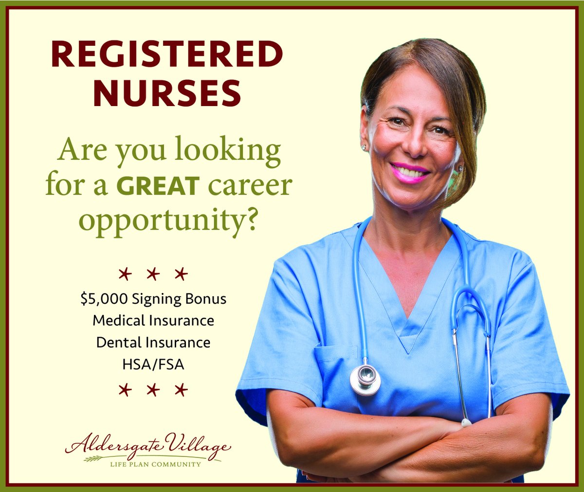 Aldersgate_KS's tweet photo. Registered nurses needed. $5K signing bonus plus benefits! #Nurses #Nurses2020 https://t.co/KTMJPGzJfA https://t.co/wn1YKmB5P2