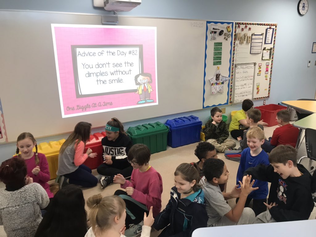 Advice of the day in 3rd grade morning meeting...”You don’t see the dimples without the smile.” 😊 A little game of Rock, Paper, Scissors to start our day off with a smile! #readingelem