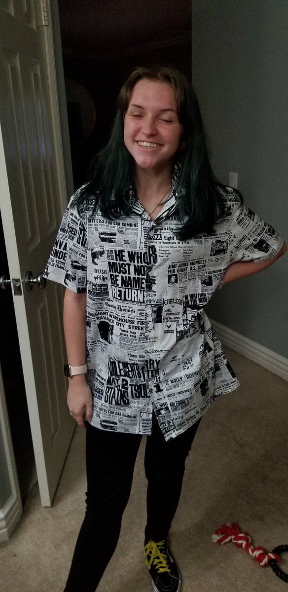 Napoleon_Marsup's tweet photo. My daughter bought this shirt with historic newspaper clippings on it (WW2, Prohibition, etc.), and as I'm "reading" it, what do I find? (Look close! At @csunorthridge, too!) @kona_cindy @Poorman1 #RodneyOnTheRoq @littlesteven_ug @skittles81902 https://t.co/ZUoFNVaGBh