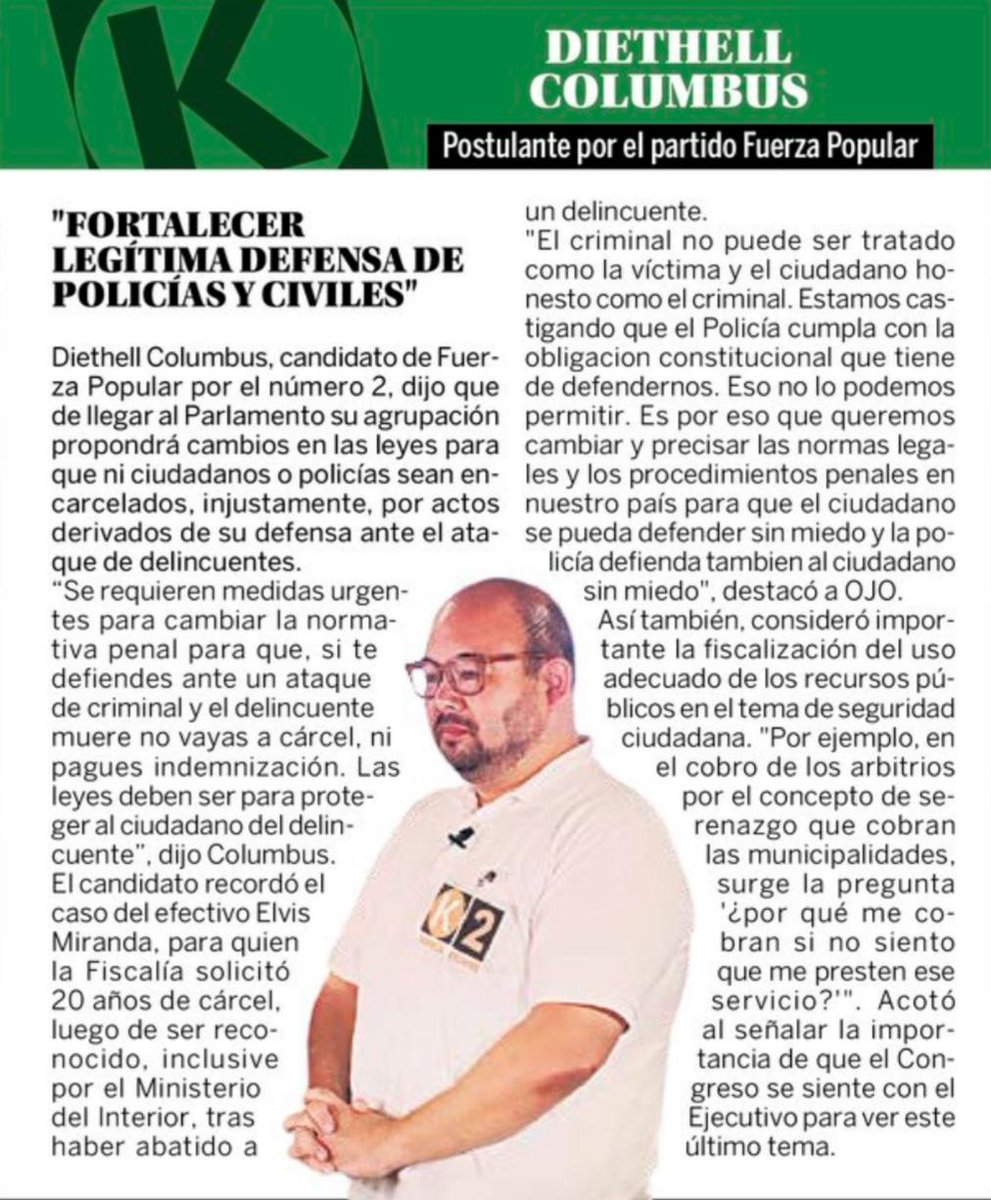 fp_miraflores's tweet photo. Diethell propone cambios en las leyes para que ni ciudadanos ni policías sean encarcelados, injustamente, por defenderse ante el ataque de delincuentes. El criminal no puede ser tratado como la víctima y el ciudadano honesto como el criminal.
#MarcaK y #Escribe2 @ColumbusOpina https://t.co/iiUq63OYBQ