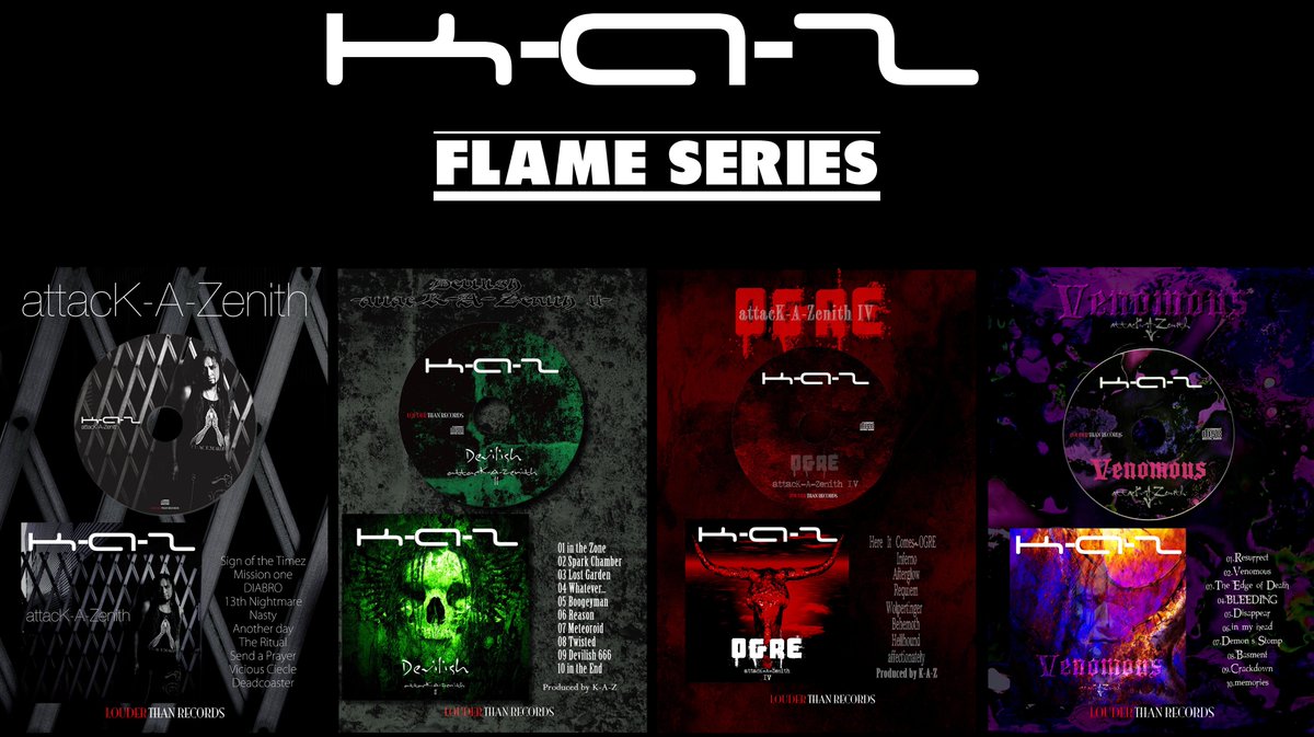 LOUDERTHANRECOR's tweet photo. 【VENOMOUS発売記念】
FLAME EDITIONの”Devilish” “OGRE”の再販と
新たに1st AlbumのattacK-A-ZenithのFLAME EDITION
が登場！
https://t.co/rAJUmpHZet https://t.co/dLOURxy0Hk
