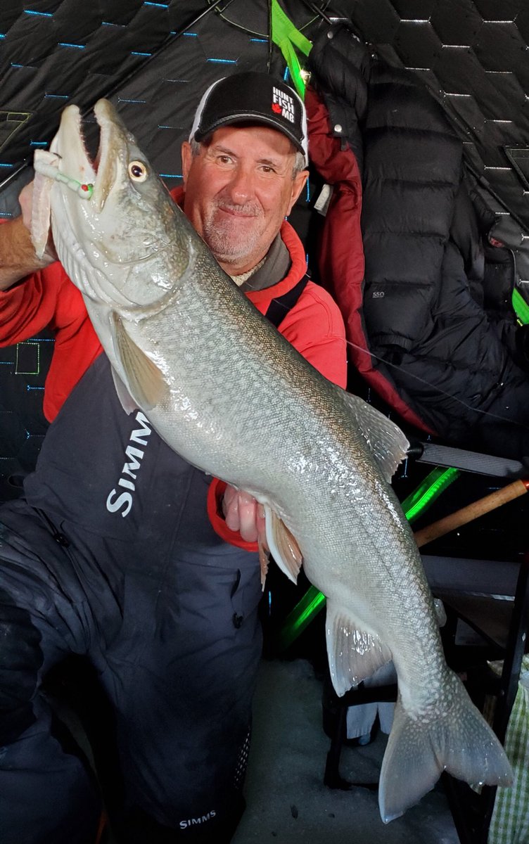 Great day yesterday!!! Lakers were absolutely on fire. Just been unreal as of late. We’re talking 30-50 fish in a day easy. The monsters are down there, come find them! 
 #icefishMB #manitobafishing #manitobamonsters #laketrout #trout #icefishing #huntfishmb #bakersnarrowslodge