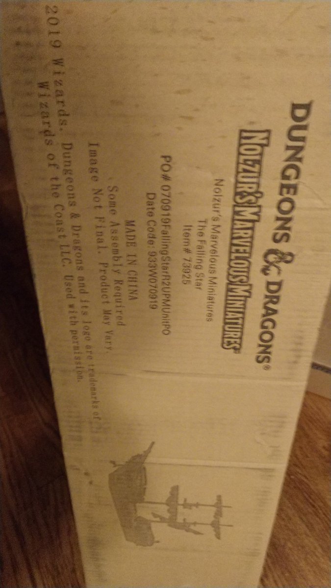 Box containing unpainted wizkids ship for dnd