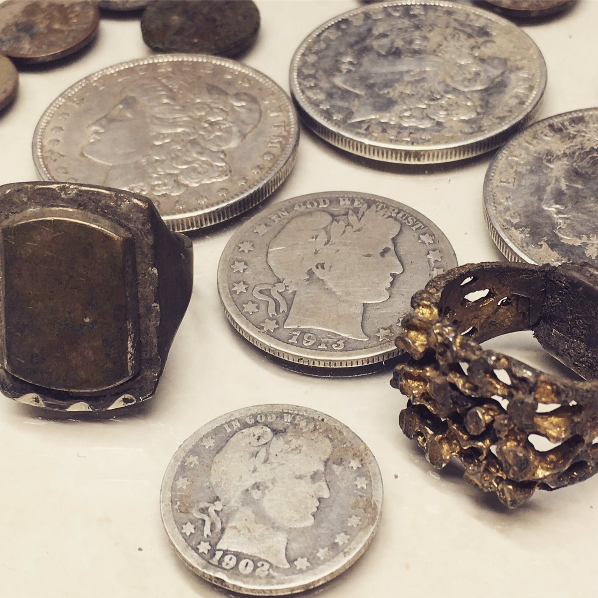 MnDetect's tweet photo. Everything found metal detecting, however two of the Morgan’s where found at a seeded hunt. #metaldetecting #detectmn https://t.co/AKZh7tew6Y