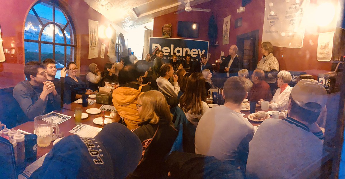 TeamDelaneyIA's tweet photo. Packed! The Old Armory BBQ in Decorah is overflow to see @JohnDelaney . A great visit today in the middle of a snowstorm. More of the ‘Send A Message’ Tour continues in Cedar Falls and Tripoli- come join us! https://t.co/F6YsNbggDW https://t.co/OrFD5Gy8Wl