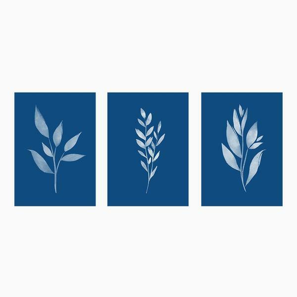 TheColorBee's tweet image. Classic Blue &amp;amp; White Leaf Art Prints