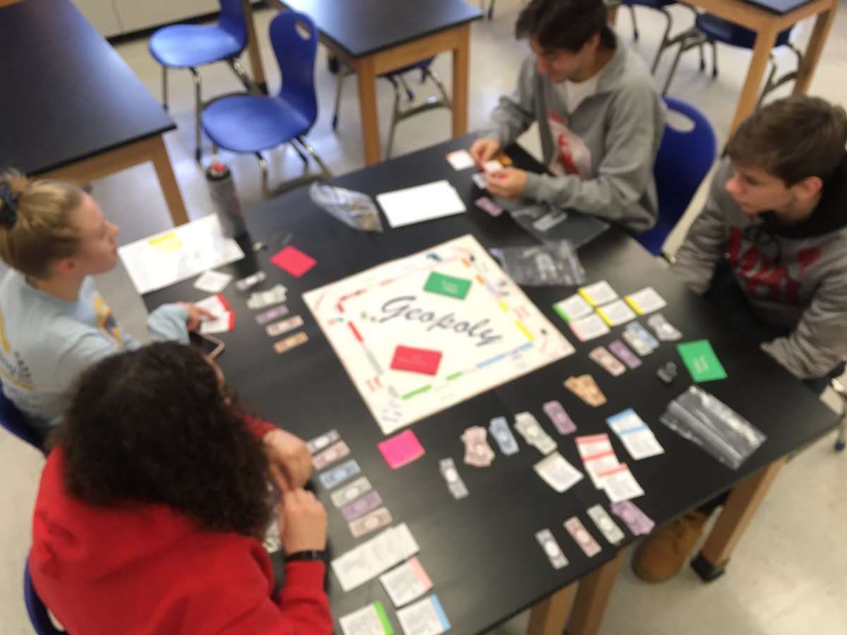 MPHScienceDept's tweet image. Because when two students restage Monopoly as Geopoly for their final project one must play the phenomenal game. Properties renamed for glacial features, pebbles rather than hotels, extinction replaced jail and sediments replaced rail roads made for great intellectual fun.