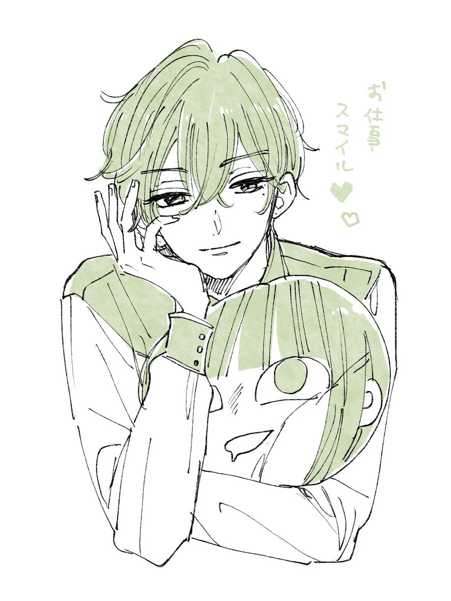 昨晩描いたまま寝落ちして放置してた落書き。すみれクッションを手に入れたさっきゅん☺️すみれちゃんとやってることは対して変わらないな。笑 #推しきた 