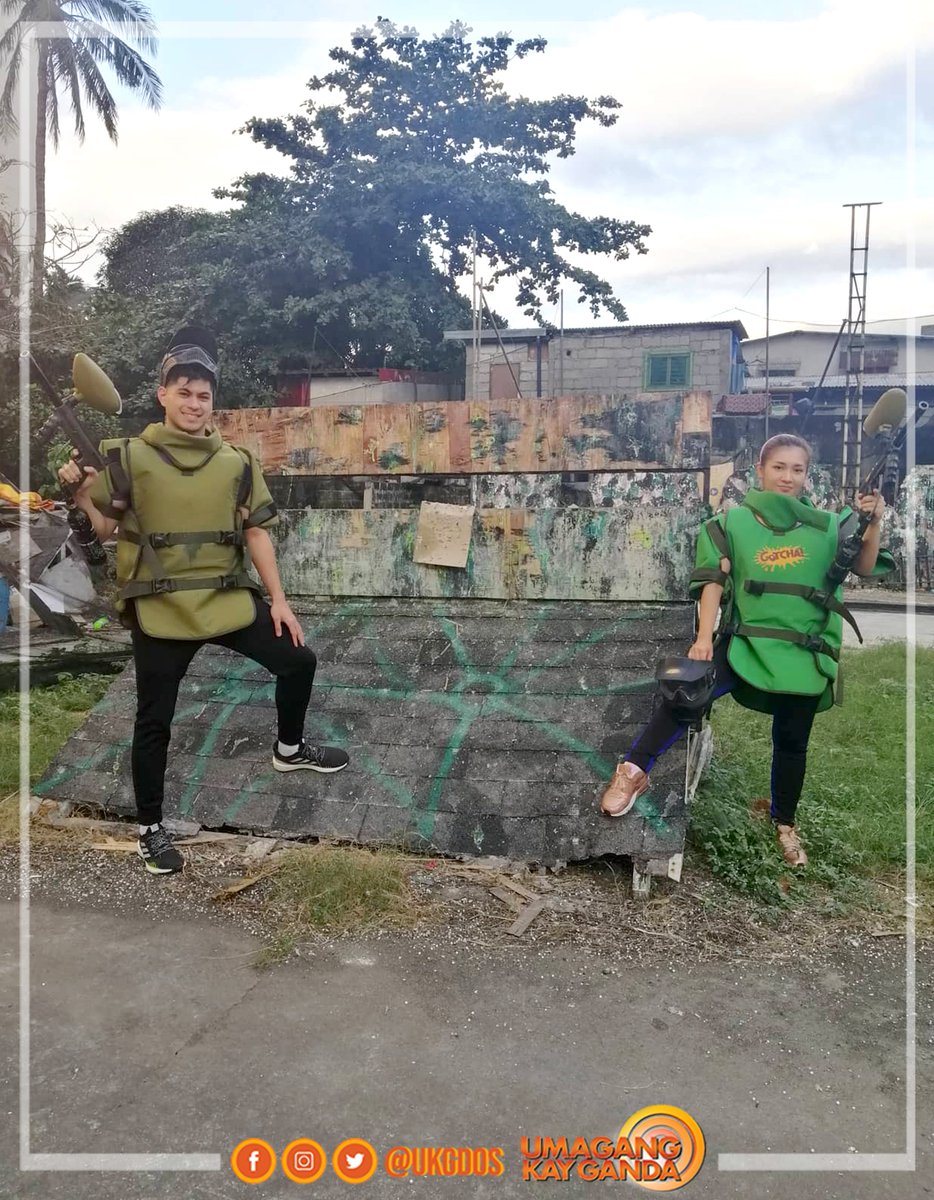 ukgdos's tweet photo. Another day, another activity! 💪 This time paintball naman ang sinubukang gawin nina #UKGSquad Roxy and Martin! 🥳😍 https://t.co/rly1MbYjgE