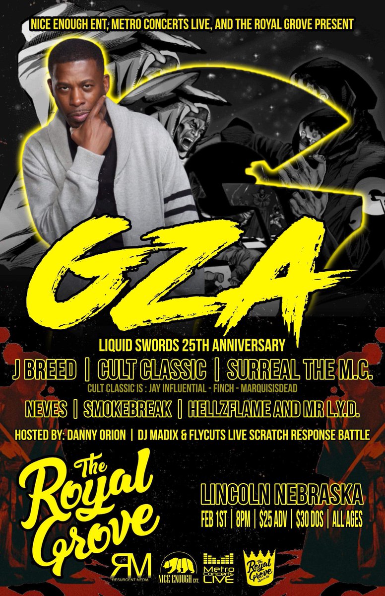 YetiManDan's tweet photo. Lincoln, NE. #hiphop #GZA #WuTang #NiceEnough #Concerts #Nebraska #Events https://t.co/dUmViVBVYA