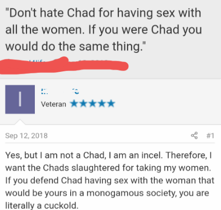 IncelTears's tweet photo. "I want the Chads slaughtered for taking my women" https://t.co/uUlU5eOONX https://t.co/u4CgupLU1x