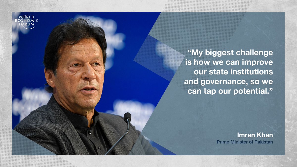 wef's tweet image. 5 quotes from Pakistan's Prime Minister at Davos wef.ch/2sS2Qja @ImranKhanPTI #wef20