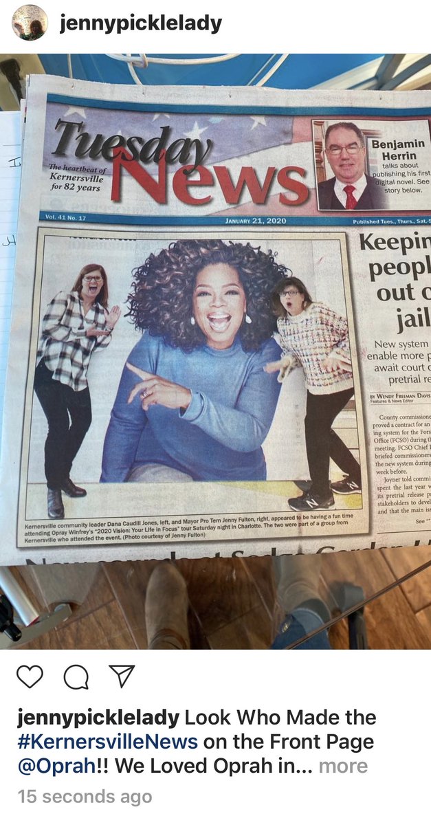 #Oprahs2020VisionTour Great Day in Charlotte!! Look who made the Kernersville News #FrontPage