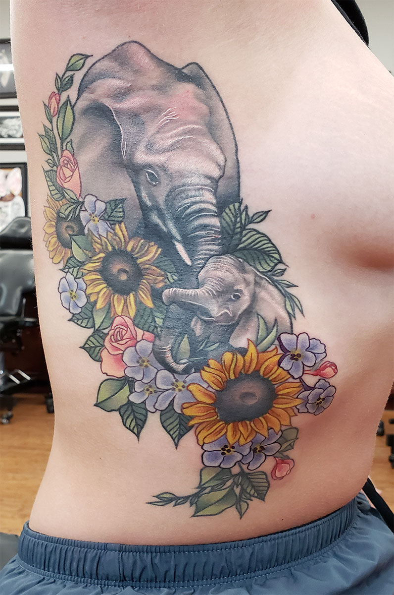 Tattoo uploaded by Stefanie Fox Tattoo  Elephant and Sunflower Sketch  Style  Tattoodo