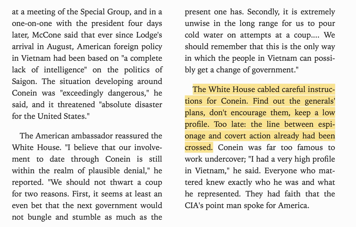 We don't think of Vietnam as a regime change war, but things didn't start going really bad until we helped overthrow Diem in 1963. Killing your enemies is one thing, American Exceptionalism means killing your friends too.