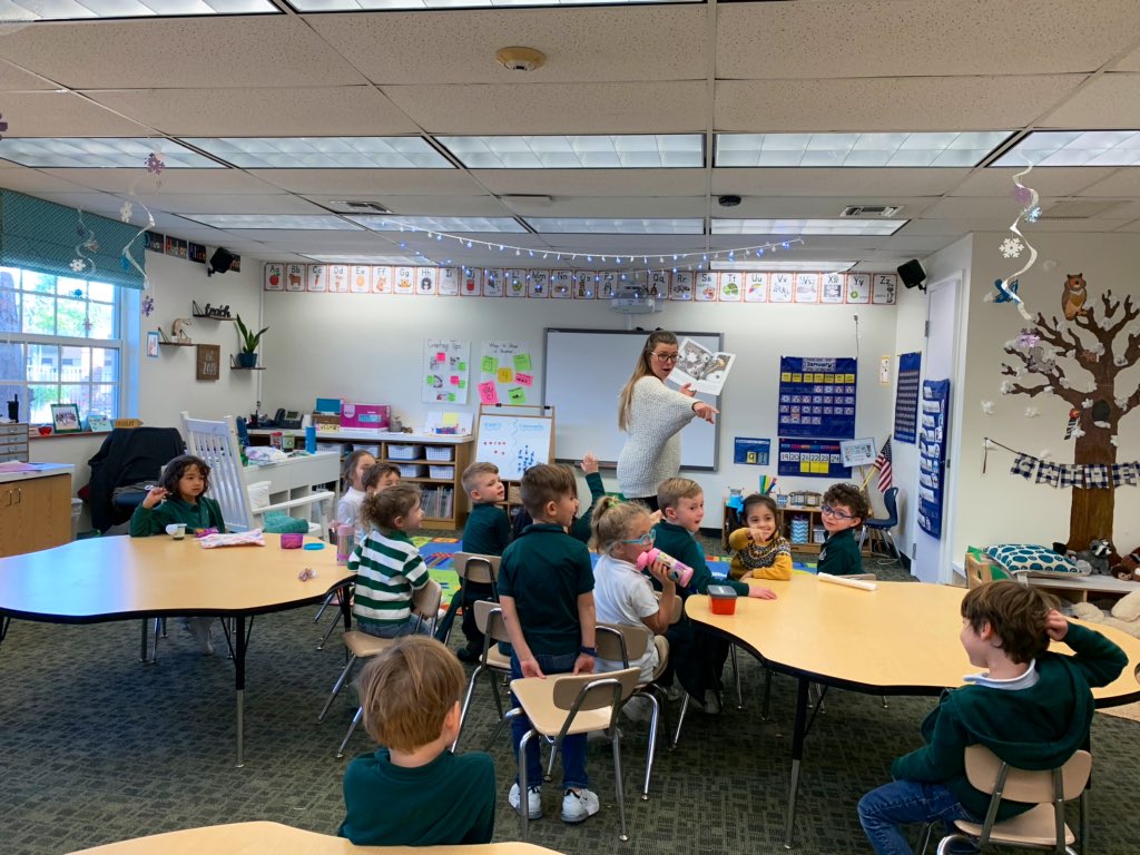 These #PCPreK students LOVE when Ms. Hubler reads during snack! The children are drawn in (literally) by her animated voices. No such thing as personal space in PK. #PC2033 #PCNurturing