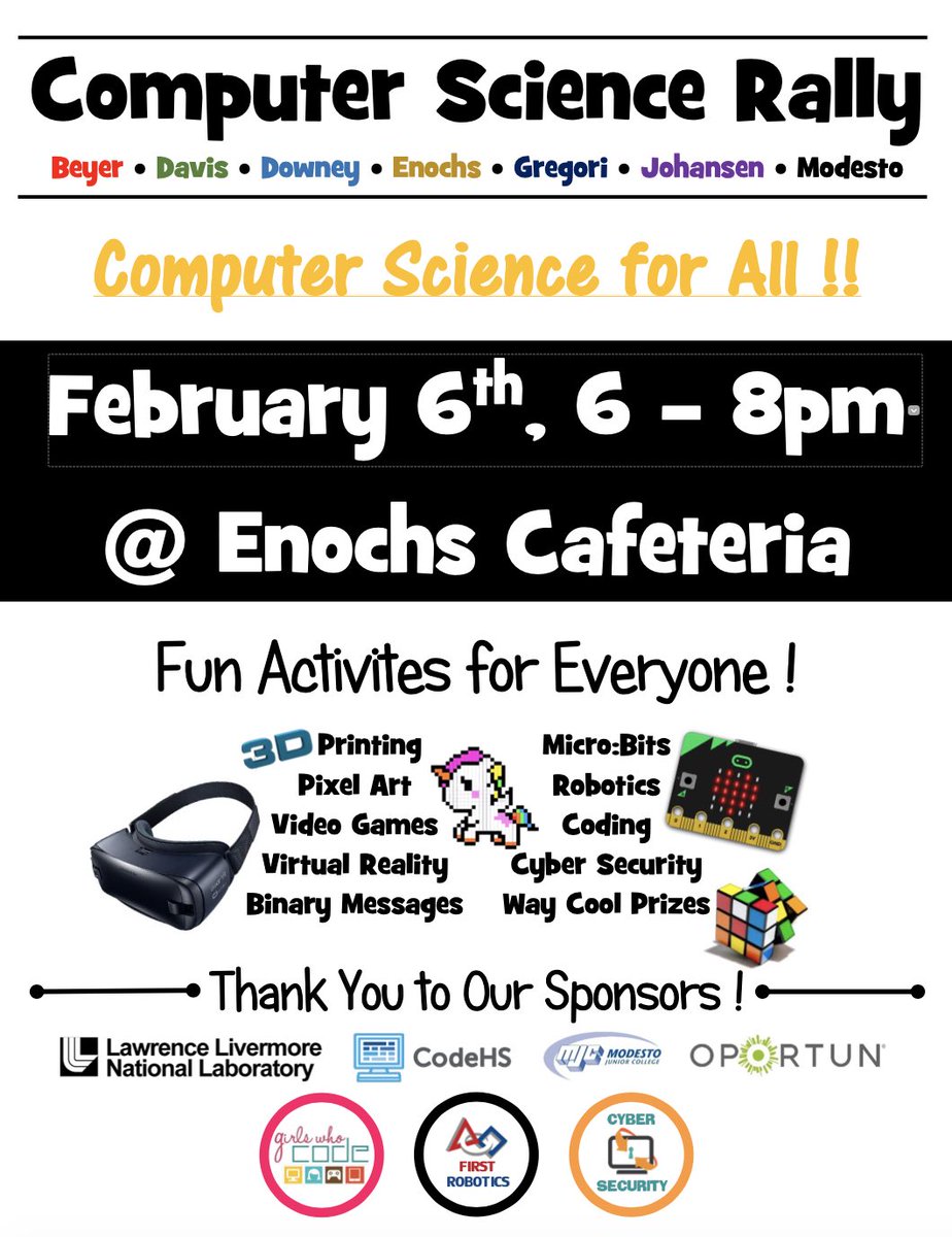 CSTA_CV's tweet image. You are invited to attend a CS Rally on February 6th! Contact @mattedtechcoach with any questions. #CSforCV #CSforCA #cvcue #SomosCUE #WeAreCUE