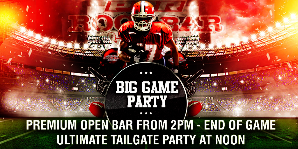 It's the Ultimate Tailgate Party and it begins at NOON! Watch the Big Game and root for your team with a premium open bar starting at 2PM. 🏈 Grab your tickets: bit.ly/2QAgFvr