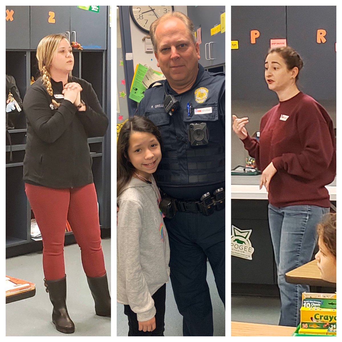 SamHouston1982's tweet photo. Today our students heard about the careers of a Policeman, Investigator, Chiropractor and Marketing Director. We really appreciate our parents volunteering this week for our College and Career Week. #TexansLearning https://t.co/N1xSkic1ZS