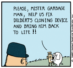 interesting that scott adams equates cloning with resurrection. can a clone truly be the continuation of someone, whose corpse currently rots underground? 