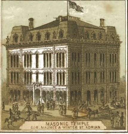 MichiganHist's tweet photo. Masonic Temple in Adrian pictured on an 1866 Birdseye Map (LOC)
#DigAdrian
https://t.co/eKQ3ab5KJt https://t.co/GRoy69k1U1
