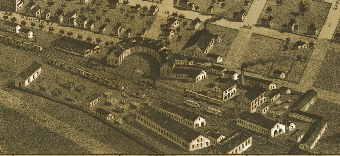 MichiganHist's tweet photo. Railroad yard in Adrian illustrated on an 1866 birdseye map of the city (LOC)
https://t.co/ZuRlhm0hLK
#DigAdrian https://t.co/LtH3cFMUI8