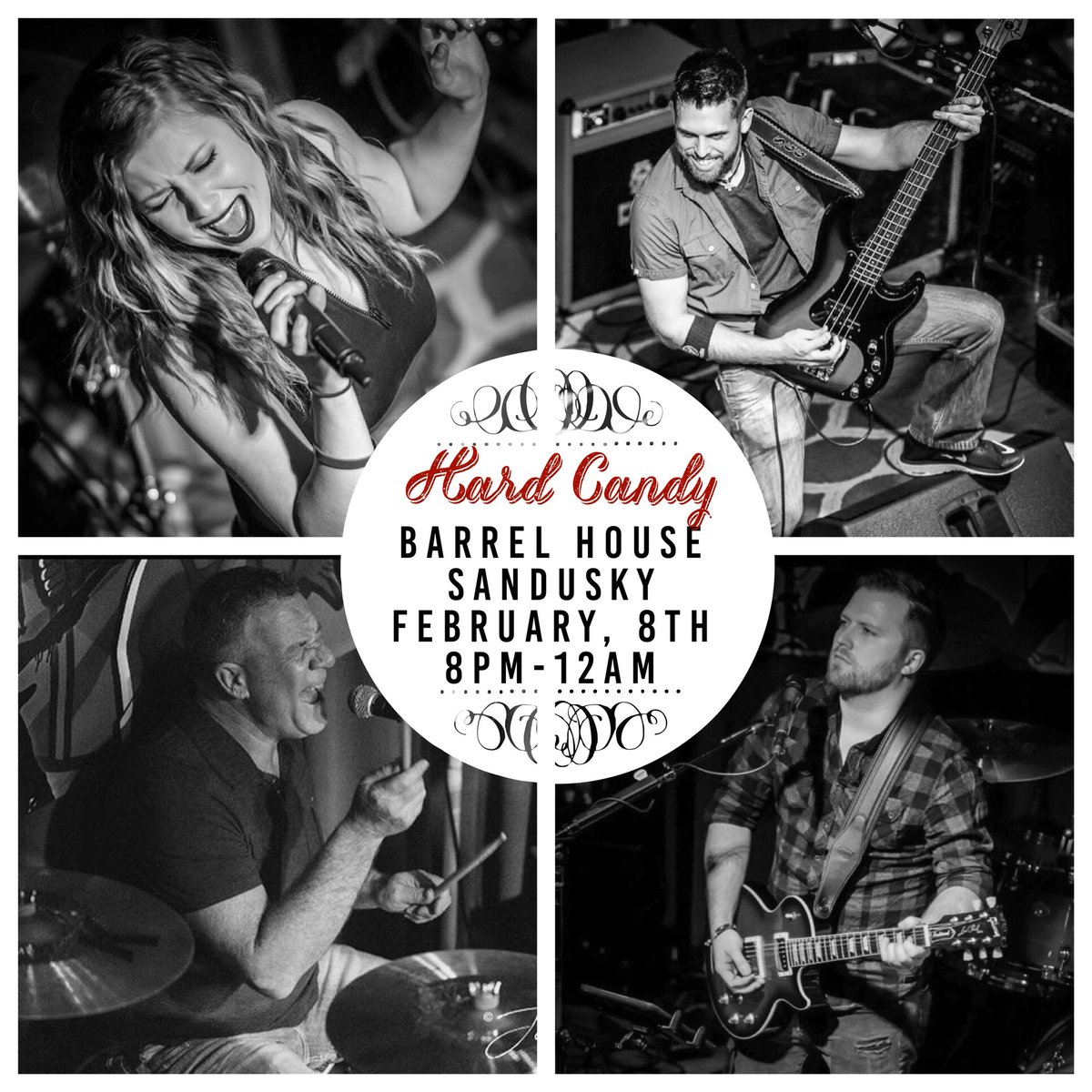 o_livvilicious's tweet photo. Join us for another rocking evening in Sandusky at Barrel House Saloon on Water Street! Hard Candy will be playing on February 8th from 8-12am. Absolutely can’t wait to see everyone! Rock on 🤘 https://t.co/TfKLqioDEB