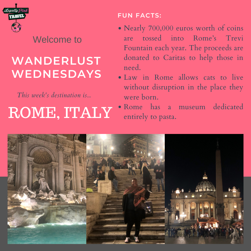 LegallyPinkTrav's tweet photo. 🇮🇹Wanderlust Wednesdays!!!!🇮🇹

This week's city is Rome, Italy.  Learn more about the Eternal City!  The food, wine and sights here are amazing!!!

#legallypinktravel #rome #Italy #rometodiscover #wheninrome #allroadsleadtorome #ancientrome #romebynight #romeitaly #walkinrome https://t.co/OhhLJdXXDh