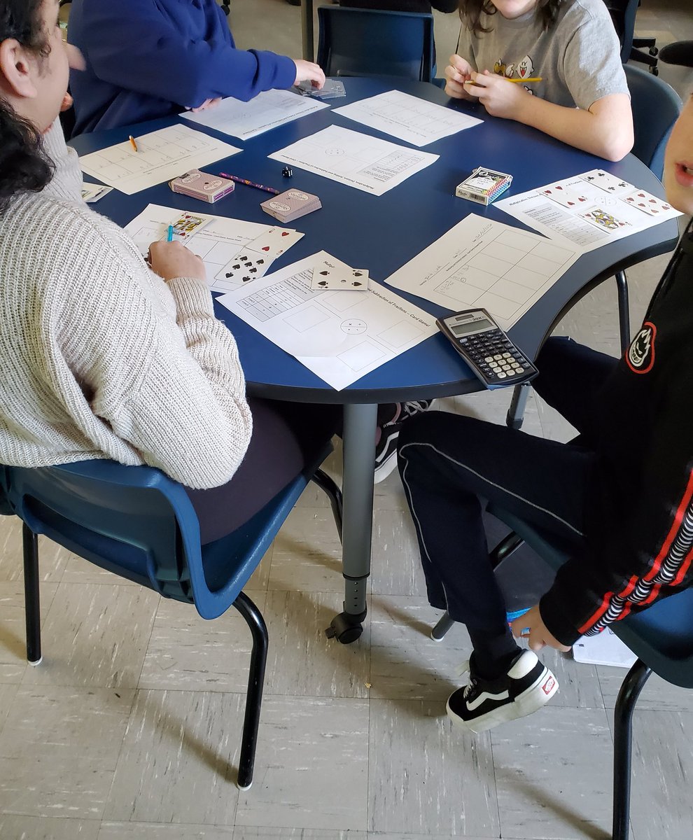 MsWebb17's tweet photo. Lots of great Fraction Math happening using cards and dice! Multiplying, dividing, adding and subtracting! 

#gcrd6358091 #engaging #multiply #divide #add #subtract #math #grade8 https://t.co/nE2TnwuGTM